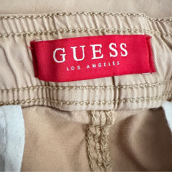 GUESS Mens Tan Drawstring Shorts – Size 32 Stripe Side Casual Style - Picture 3 of 8